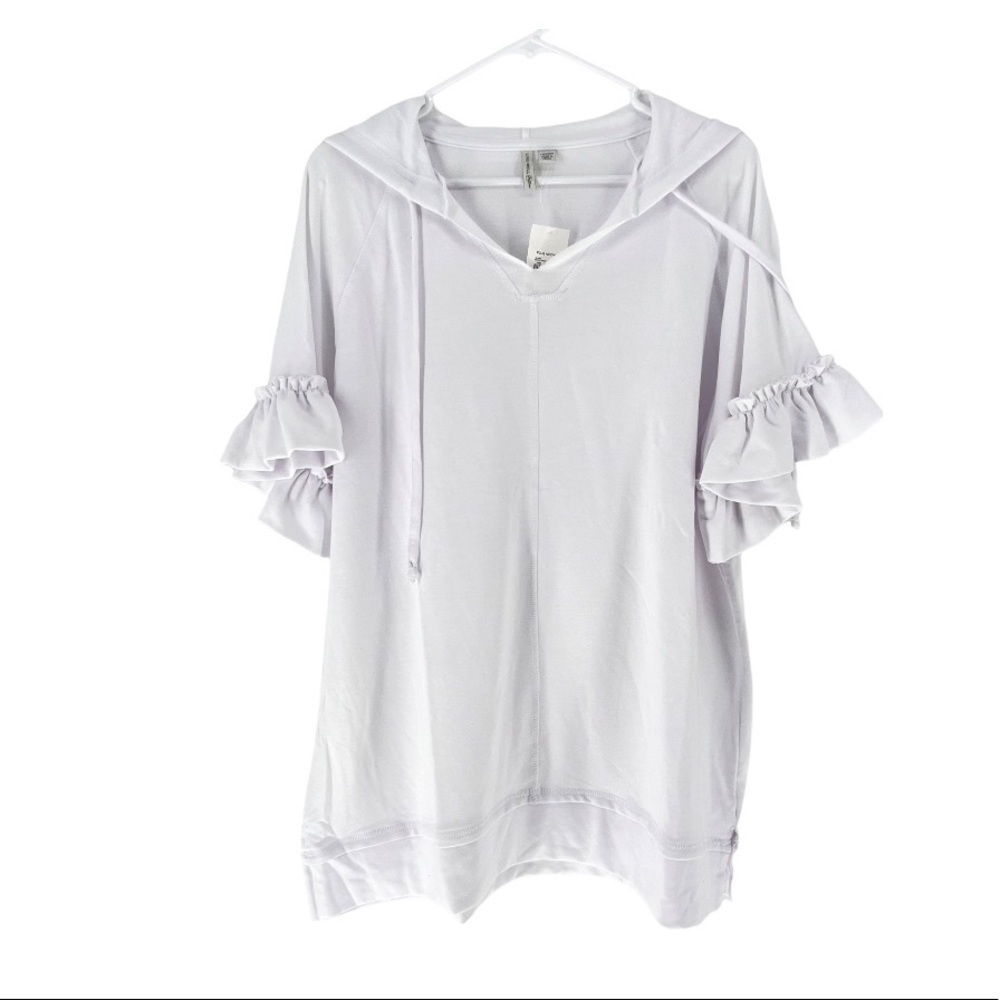 Live Well Women's Plus Size Ruffle Sleeve Hoodie Sweatshirt - 18/20